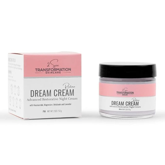 Dream Cream Menopause Skincare Night Cream - Wake Up Rested + Restored with Hyaluronic Acid, Niacinamide, Peptides, Melatonin and Magnesium. Overnight Face Mask by 2 See Transformation