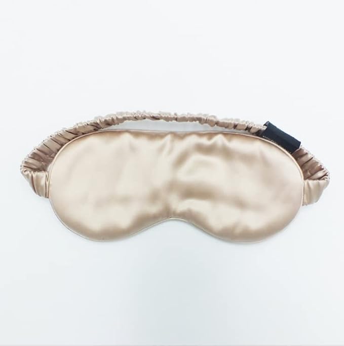100% 22M Mulberry Silk Eye Mask. Full-Coverage, Soft and Comfortable, for Sleep Health and Skincare (Caramel)