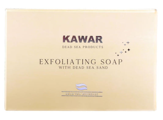 KAWAR Dead Sea Exfoliating Soap with Dead Sea Sand - Salicylic Acid, Magnesium Chloride, Shea Butter, Olive Oil & Tea Tree - Vegan Soap Bar for Men & Women, 4.2 oz (Pack of 2)