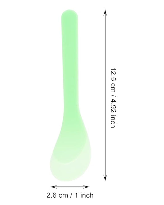 ONLYKXY 5pcs 5inch Plastic Beauty Spoon Facial Cream Brush Makeup Scoop Mud Reusable Cosmetic Dig Scoop Spatula Mask Tip for Lotions Moisturizers Home Salon DIY Facemask Mixing Sampling (Light Green)