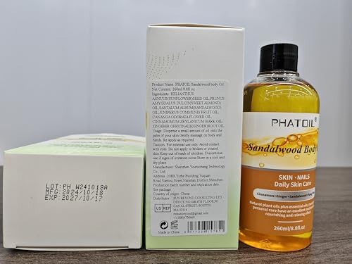 Sandalwood Body Oil & Ylang Ylang Body Oil & Vanilla Body Oil 260ML Large Bottle Body Oil for Moisturizing Skin