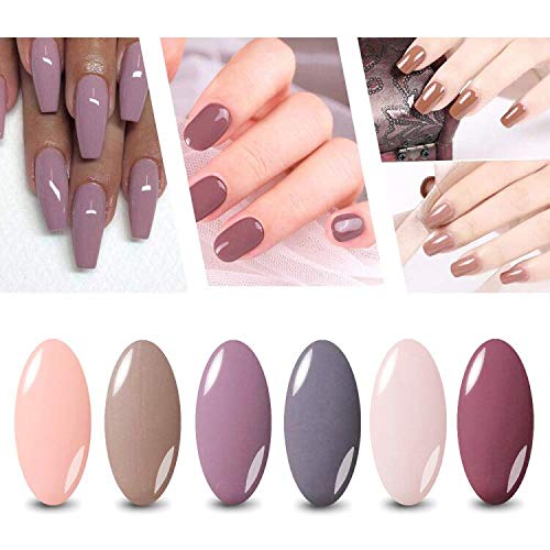 Gel Nail Polish Starter Kit - 6 Colors Gel Polish Set Base Top Coat, 36W LED UV Nail Lamp with Full DIY Gel Manicure Nail Tools by Vishine 8ml #12