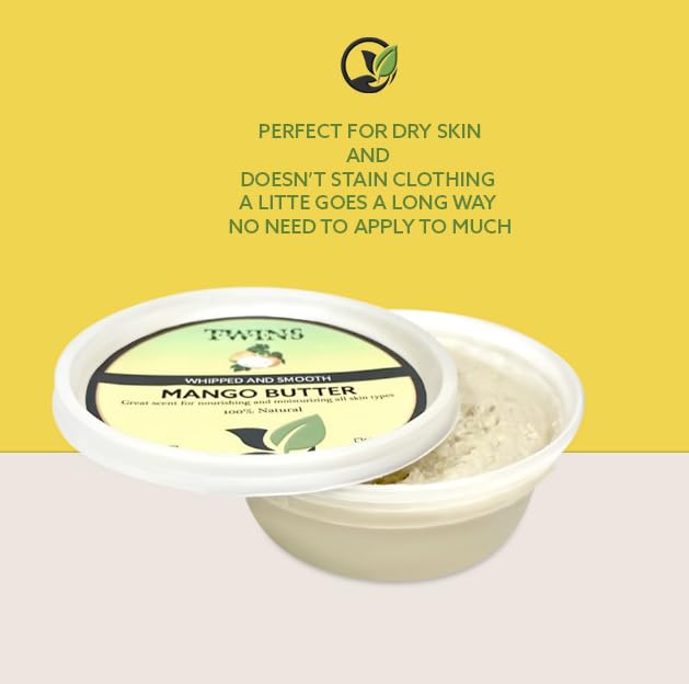 Whipped Mango Butter - 8oz. - All Natural Mango Butter - Great for Dry Skin, Body Butter, Body Cream and Lotions, Smooth for All Skin Types