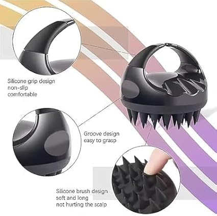 Scalp Massager Shampoo Brush 2 pcs, Soft Silicone Bristles to Remove Dandruff, Waterproof Hair Scrubber for Both Wet Dry Hair, Suitable for Men & Women (Multicolour)
