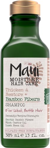 Maui Moisture Thicken & Restore + Bamboo Fibers Strengthening Shampoo to Soften Transitioning or Natural Hair & Renew Brittle Hair, Vegan, Silicone & Paraben-Free, 13 fl oz (Pack of 2)
