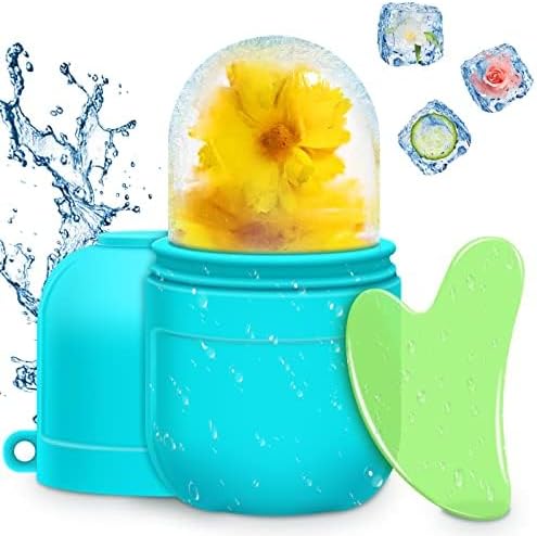 AURUZA Ice Face Roller and Gua Sha Set, Ice Roller for Face Eye Puffiness Relief Beauty Facial Rollers Mold Icing Self Skin Care Massage Cube Skincare Tools for Shrink Pores