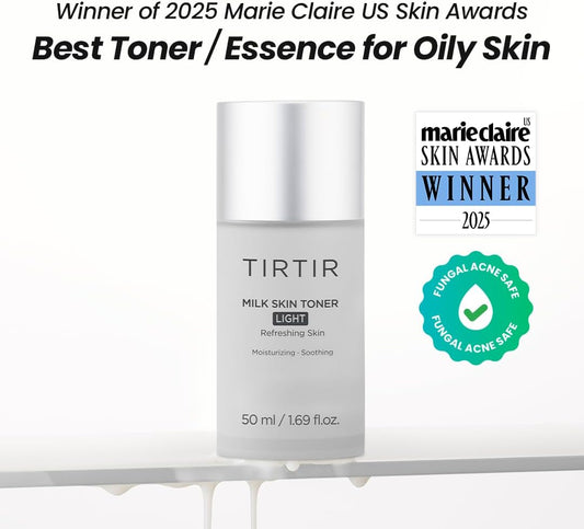 TIRTIR Milk Skin Toner Light | Instant Hydration with 4% Niacinamide, Pore-Tightening, Vegan Toner for Acne-Prone, Sensitive & Oily Skin, Fungal Acne Safe, Panthenol, Allantoin, Vitamin B