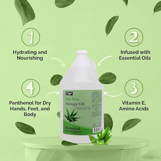 PRO NAIL - Healing Therapy Massage Lotion - Professional Pedicure, Body and Hot Oil Manicure, Infused with Natural Oils, Vitamins, Panthenol and Amino Acids (Aloe Vera, 1 Gallon)
