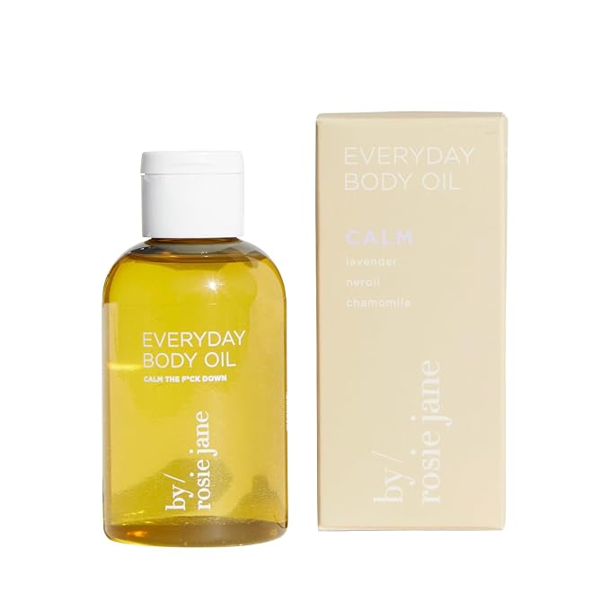 By Rosie Jane Calm Everyday Body Oil - Calming Lavender, Chamomile & Neroli Scented Body Oil with Coconut Oil, Olive Oil & Rosehip Seed Oil to Hydrate and Nourish Skin (4 fl oz)