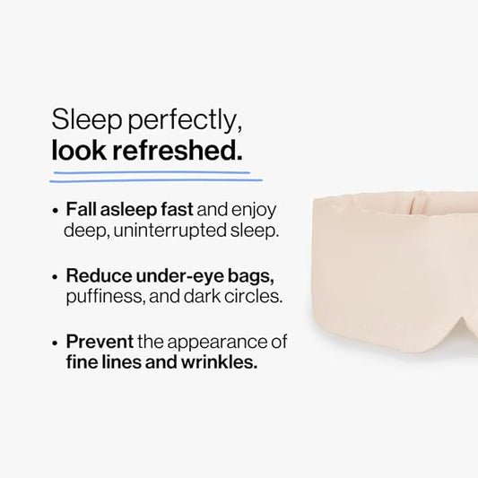 Dore & Rose Deep Sleep Mask Light Blocking, 23 Momme Mulberry Silk Eye Mask, Ultra Soft, Adjustable - Travel Sleeping Mask for Men & Women - Champagne