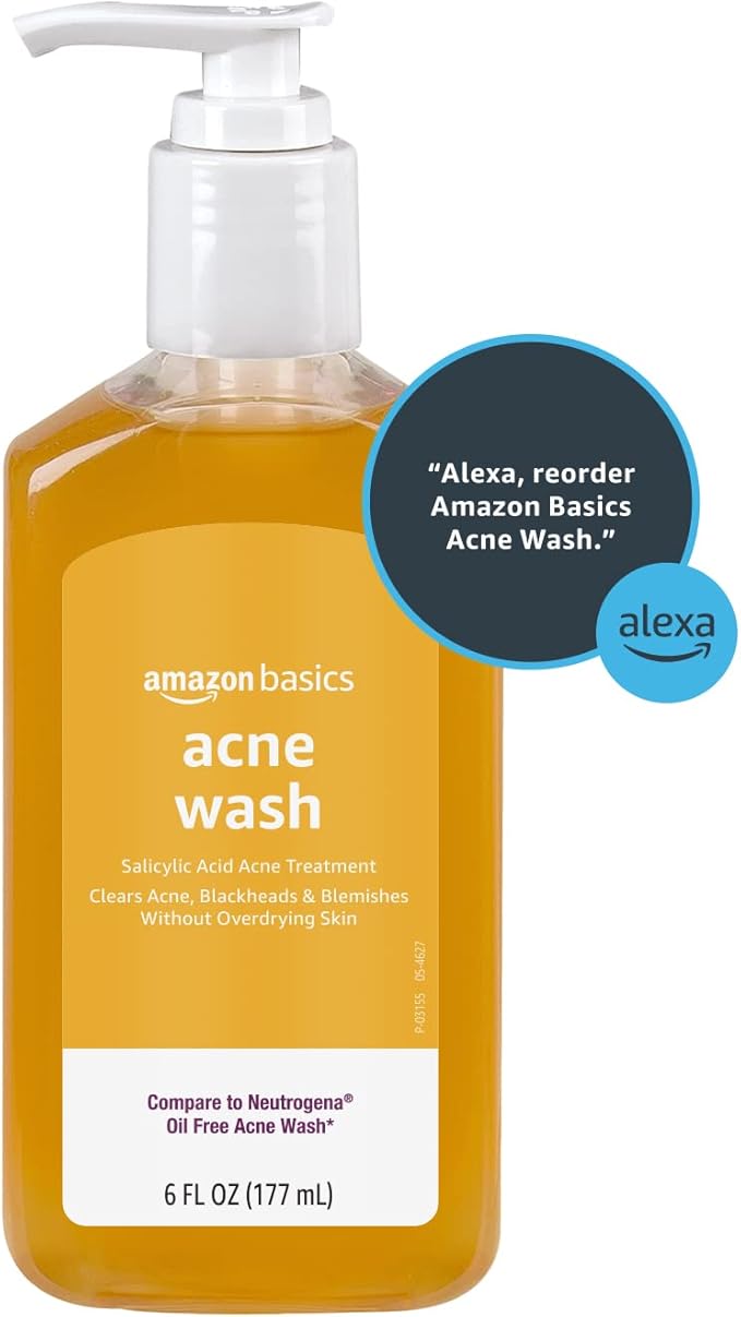 Amazon Basics Salicylic Acid Acne Wash, Unscented, 6 fl oz (Pack of 1)