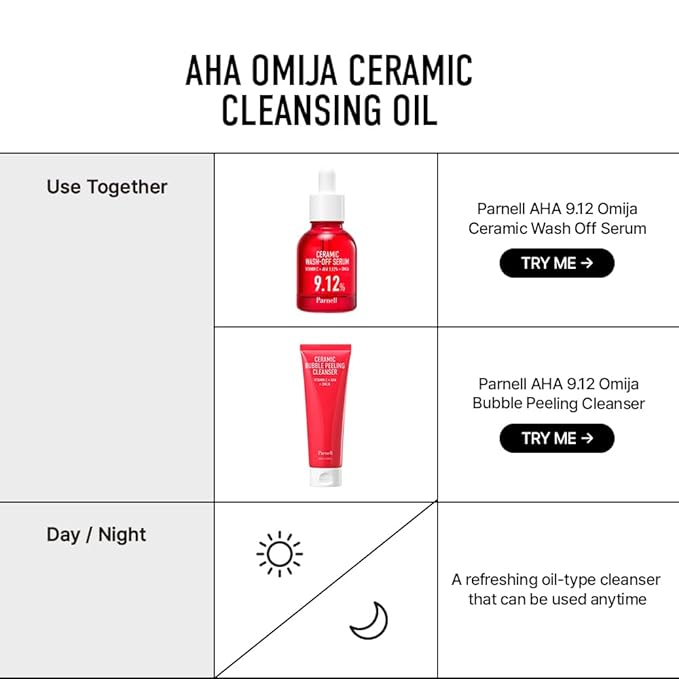 Parnell Aha Omija Ceramic Cleansing Oil 200ml / 6.76 fl.oz | blackhead melting, korean facial cleanser, korean skincare