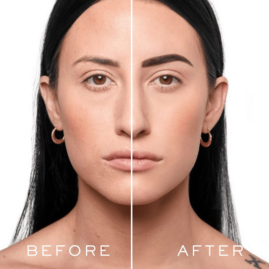 MADLUVV Brow Stamp Kit with Brow Stencils – Easy Eyebrow Shaper for Natural-Looking Brows – Popular Eyebrow Stencil Kit Used by Professionals – 9 Shapes, Spoolie, Travel Bag & Stamp (Dark Brown)