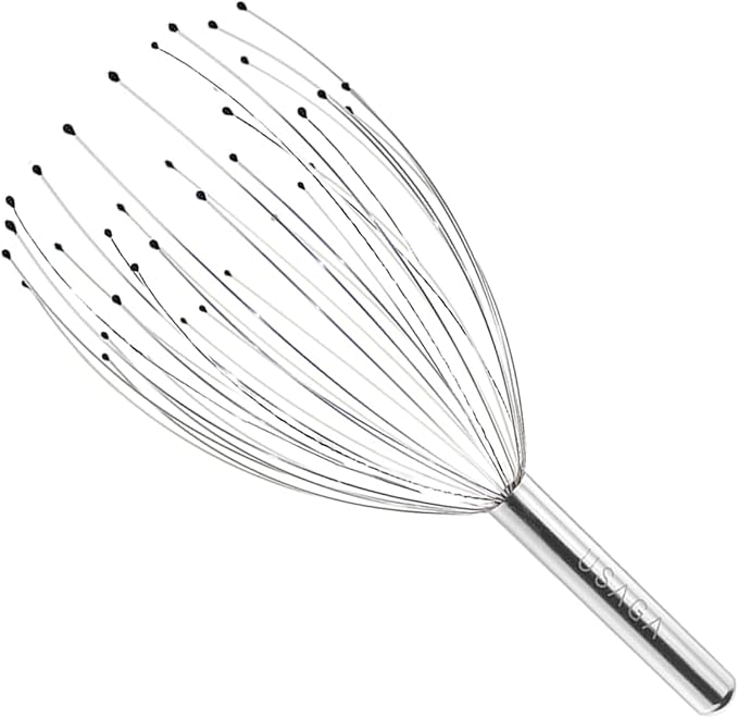 USAGA 36 Fingers Head Massager Scalp Massager Head Scratcher for Scalp Body Relaxing (Silver)