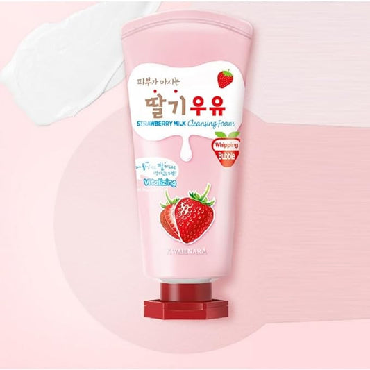 WELCOS KWAILNARA Milk Facial Cleansing Foam (120 ml / 4.06 Fl. oz) (Strawberry)