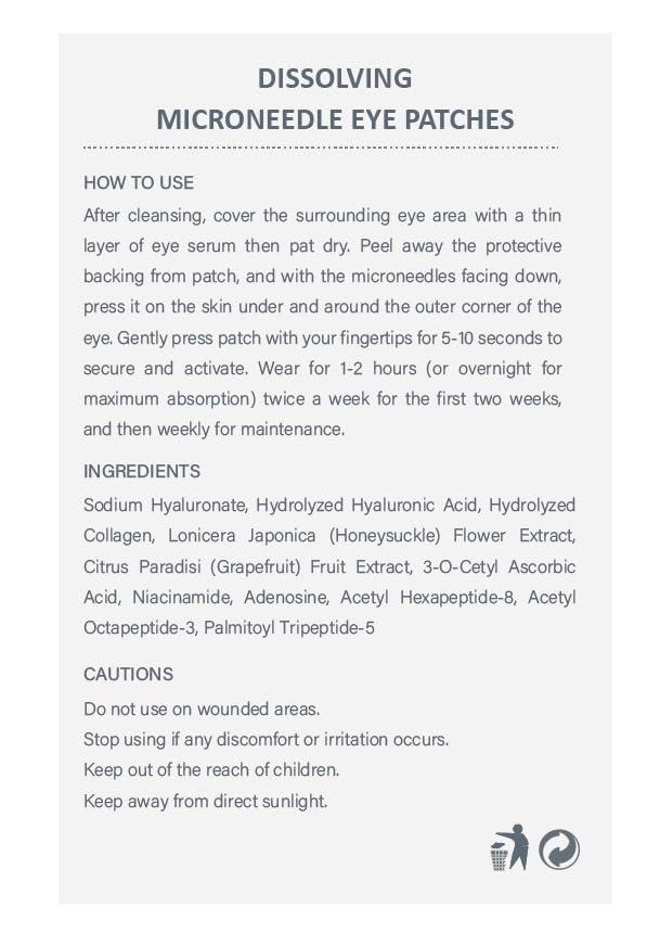 2 Pack Dissolving Microdart Eye Patches with Hyaluronic Acid & Peptides - Target Fine Lines & Wrinkles, Hydrate & Rejuvenate Skin, 2 Pair