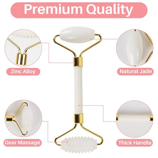 Jade Roller for Face and Gua Sha Set Face Roller,Facial Beauty Roller Skin Care Tools Massager for Face, Eyes,Forehead Neck, Body Muscle, Relaxing and Relieve Fine Lines and Wrinkles