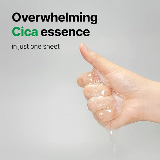 Cica Calming Authentic Glow Sheet Mask - Skin Soothing for Sensitive Blemish Troubled skin, Heartleaf, centella asiatica extract, hydration, skin barrier, Korean skincare, 10 sheets/0.7 oz