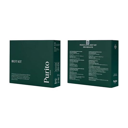 PURITO SEOUL Best Kit - Skincare Routine with Panthenol Cleanser & Cream, Unscented Centella Serum & Toner, For All Skin Types, Gift Set, For Face, Facial Serum, K-Beauty, 3.52 fl. oz.
