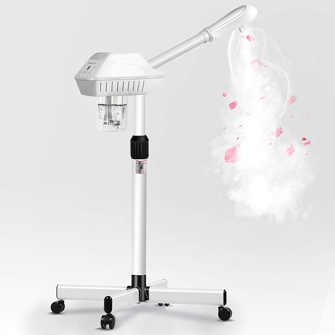 Professional Facial Steamer for Ozone Humidifier Atomizer, Adjustable Height and Angle, Face Steamer Clean Skin Firming Pores and Moisturizing Suitable for a Beauty, Spa, at Home