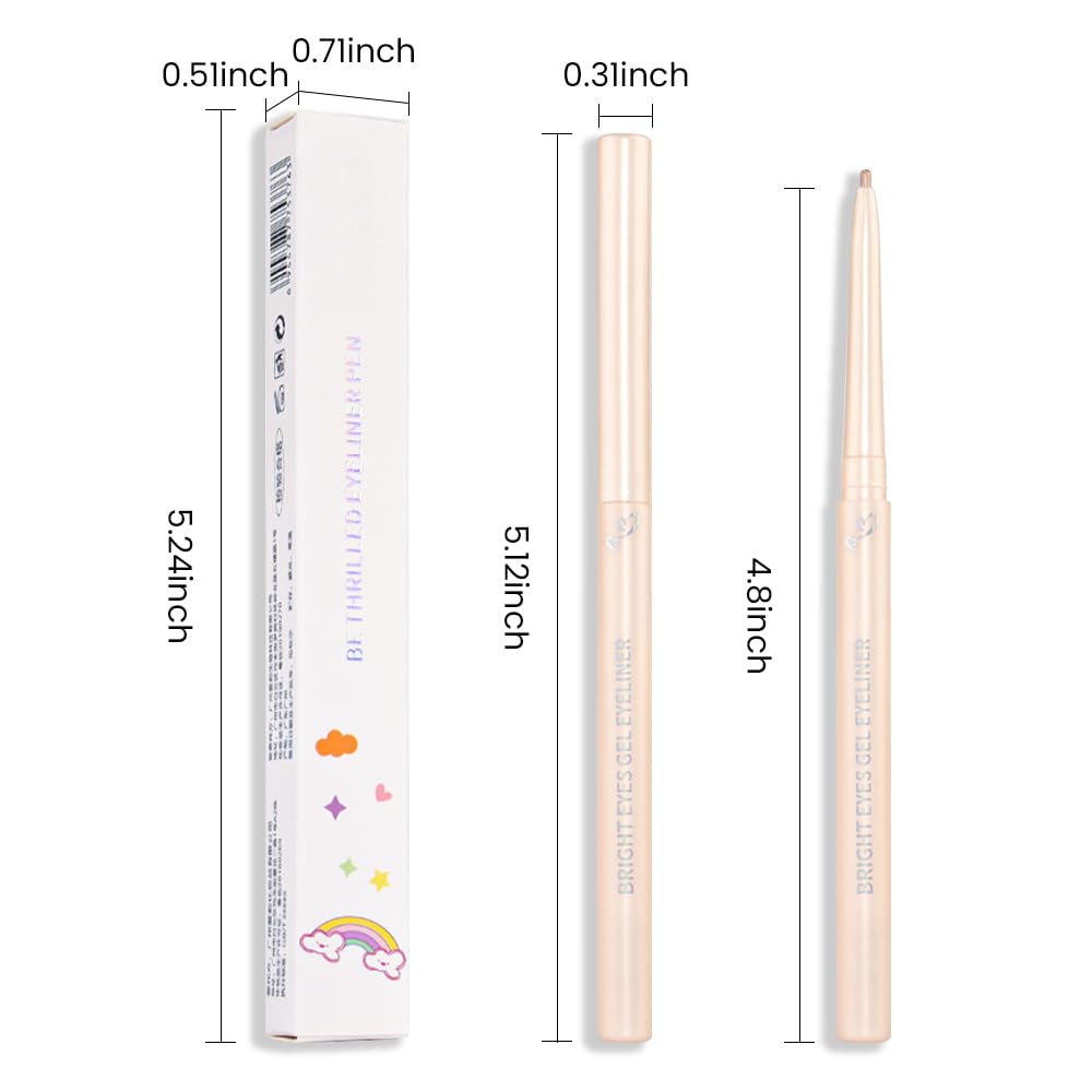 Kaely 1.5mm Skinny Gel Eyeliner Pencil,Shimmer Cat Eye Liner Makeup Pen,Cream Smooth Eyeliner Crayon,delineador de ojos contra el agua,Waterproof Long Lasting 16 Hour Wear,Vegan & Cruelty Free,06