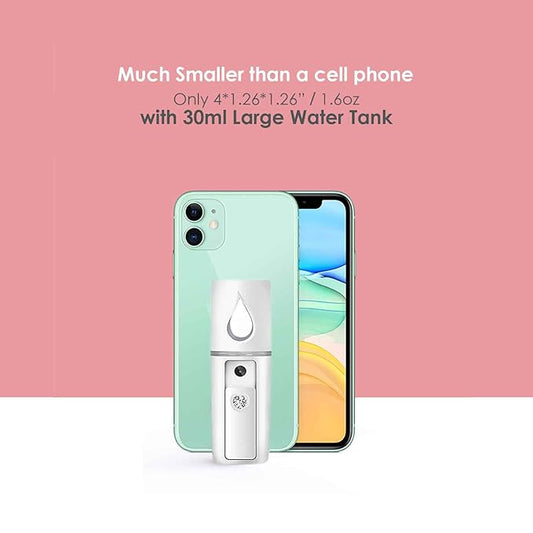 GIVERARE 2 Pack Nano Facial Steamer, Handy Mini Mister with Mirror, USB Rechargeable Mist Sprayer, Visual Water Tank Moisturizing&Hydrating for Face, Makeup, Skin Care, Eyelash Extensions-White