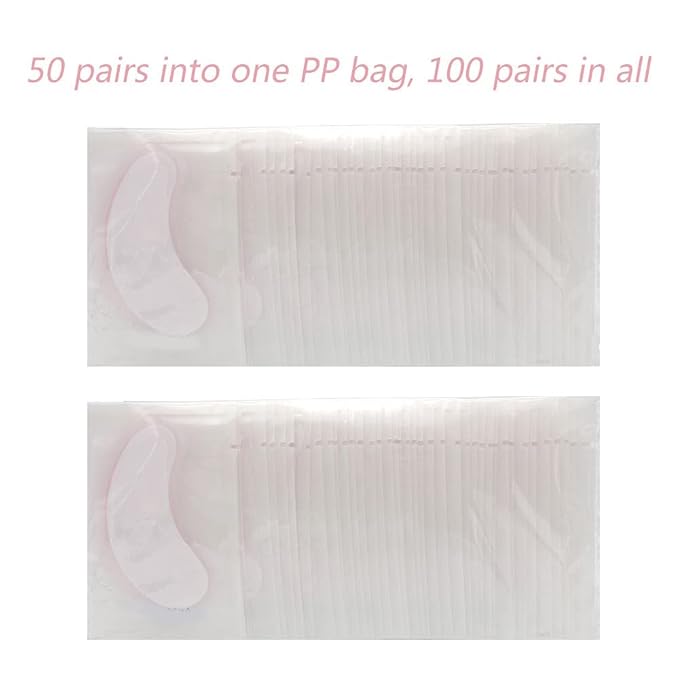100 Pairs Set Under Eye Pads Disposable Eye Gel Patches for Eyelash Extensions Tool Kit, Pink Film