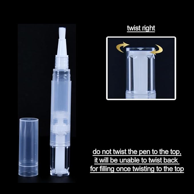 10 Pcs Empty Cuticle Oil Pen Nail Oil Pen Transparent Twist Pens with Brush Tip for Lip Gloss Nail Polish Eyelash Growth Liquid with 16Stickers (5ML)