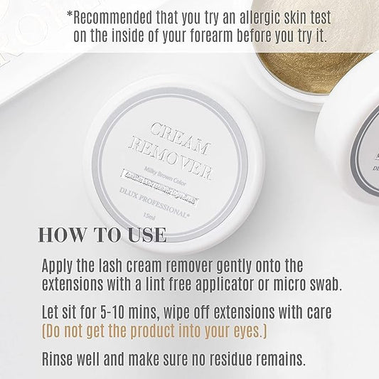Eyelash Extensions Cream Glue Remover - 15ml, Natural Pigment, Professional Eyelashes Extensions Adhesive Remover Cream Type, Fast Dissolution, Eyelash Extension Supplies, Oatmeal Color