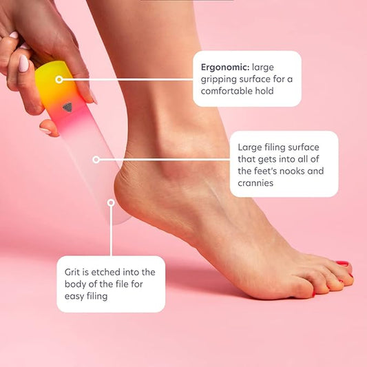 Bona Fide Beauty Czech Glass Foot File with Sleeve. Foot Callus Remover Made in The EU (Sunset Color)