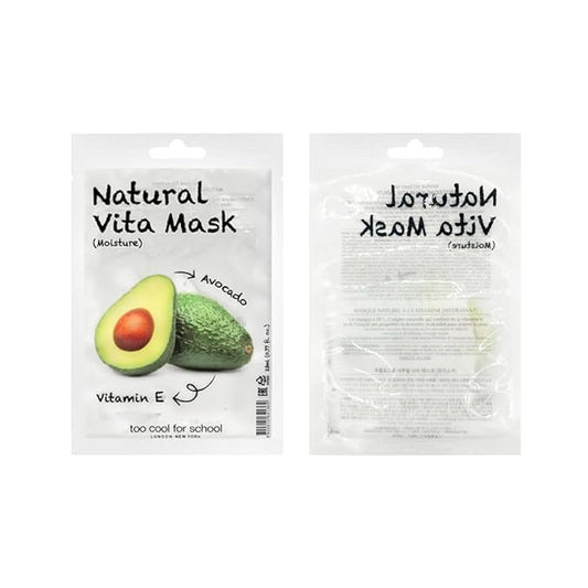 Too Cool For School Natural Vita Mask, 6 Pack, Moisture, Vitamin E, Avocado, 0.77 fl. oz. each