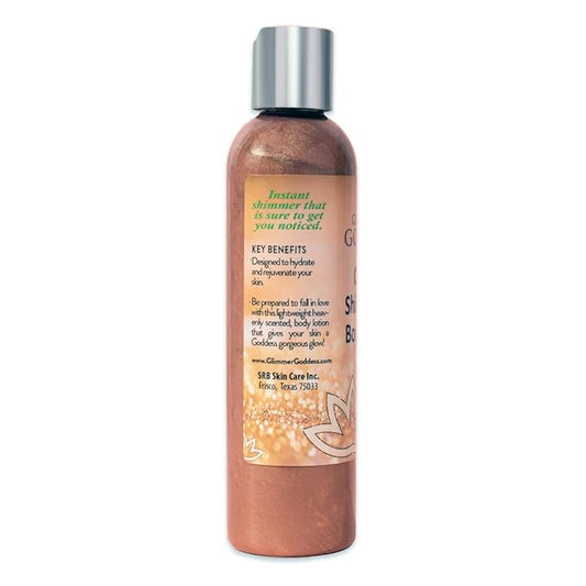 GLIMMER GODDESS Organic Bronzer Body Lotion - Sexy Level 2 Bronze Body Shimmer, 8 oz