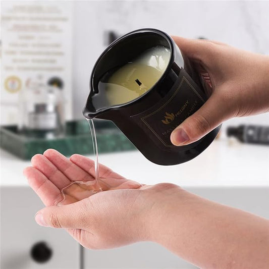 MELONY Massage Oil Candle for Pure Relaxation- 8.1 oz- Moisturizing Essential Oil Body Massage Candle for Home Spa- Amazing Gift for Women & Men (Coffee Vanilla)