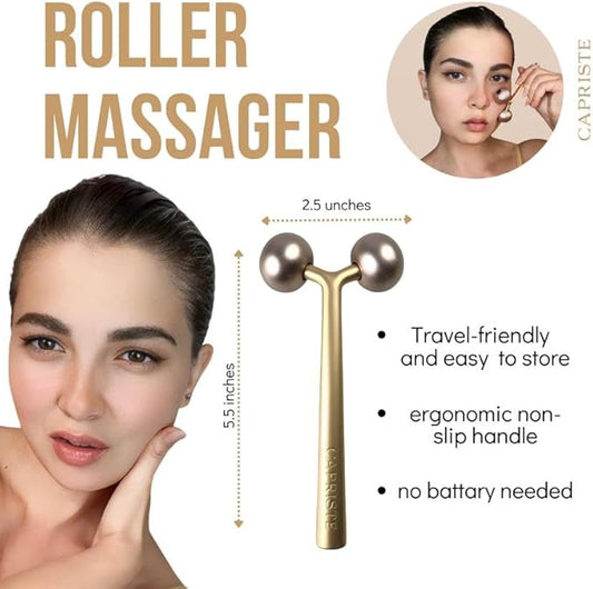 Premium Face Sculptor Metal Facial Massager Anti-Wrinkle Face, Neck, & Décolleté Roller | Reduces Swelling, Boosts Collagen, Face Roller for Wrinkles and Lifting Skin Tightening Device