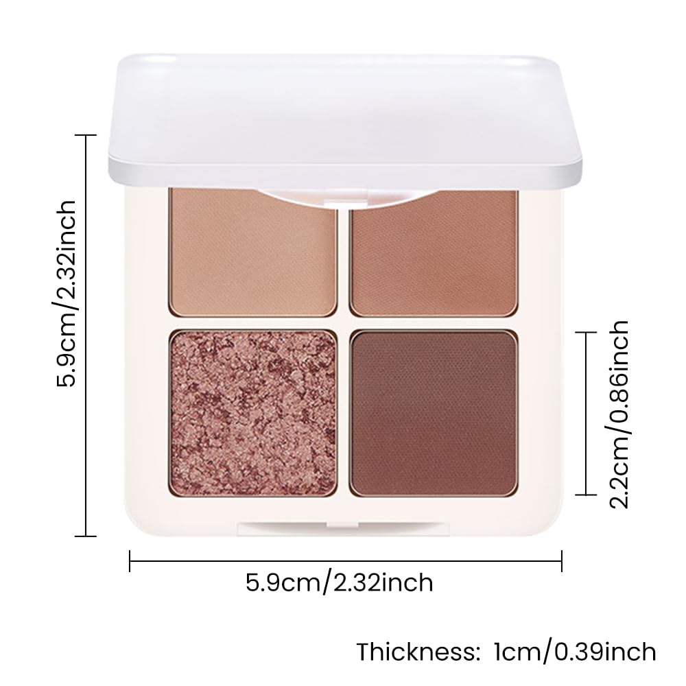 4 Colors Matte Shimmer Eyeshadow Makeup Palette,Nude Light Dark Brown Rose Gold Natural Neutral Eye Shadow Palette,Long Lasting Waterproof Naturing-Looking Women Girls Eye Shadow