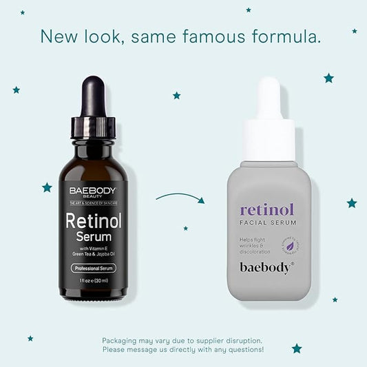 Baebody Made in USA Retinol Serum for Face - Anti Aging Serum for Fine Lines & Wrinkles - - Retinol for Face with Jojoba Oil & Green Tea (1 fl oz/30 ml)