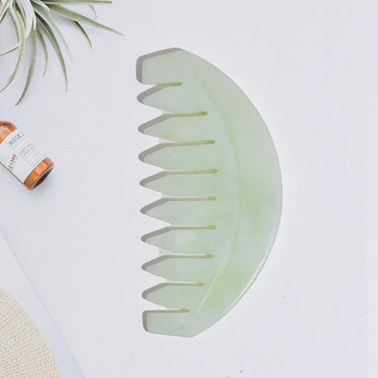 BoAn Natural Jade Head Massager, 2 Pcs Multi-Functional Massager for Head Caring and Acupoint Treatment, Guasha Scraping Scalp Comb