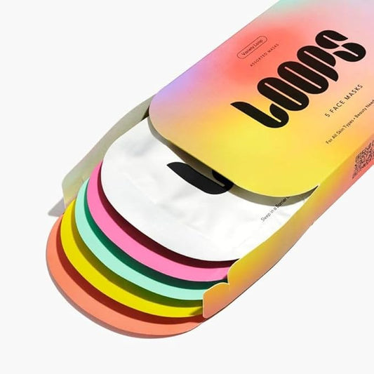 LOOPS VARIETY LOOP KIT - Hydrogel Korean Face Mask for Every Skin- Five Collagen Face Masks for Brightening, Detoxifying, Repairing, Glowing, & Rejuvenating - Gifts for Women -5 Pc