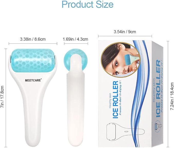 Mute Ice Roller for Face with 2pcs Roller for Skin Care - Long Cooling Face Massager for Eye Puffiness Relief and Dark Circles - Cold Therapy for Migraines - Shrink Pores,Tighten Skin