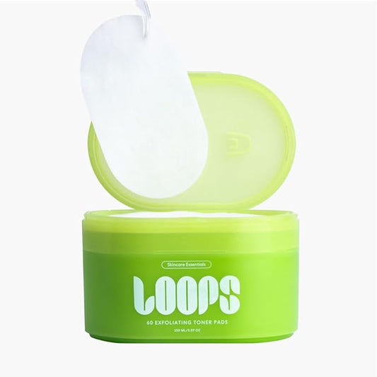 LOOPS Exfoliating Toner Korean Skincare - Refine, Resurface, and Rebalance Skin - Brightening & Anti-Aging Skincare - Pre-Soaked Bamboo Pad - Vegan, Natural, Biodegradable Toner Pads for Face