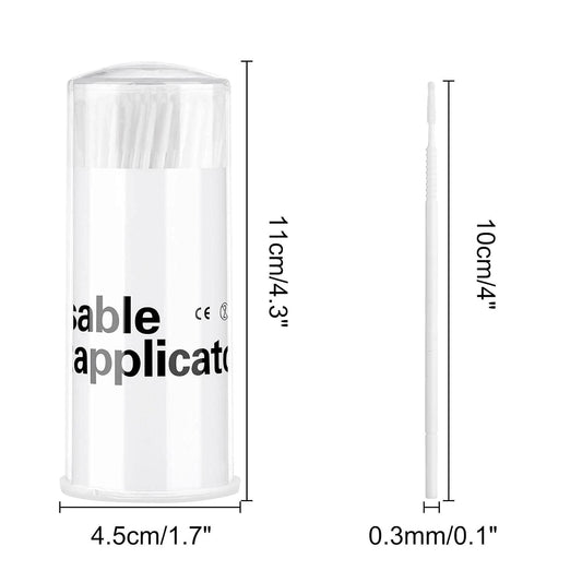 200 Pieces Disposable Micro Brush Applicator Microswabs for Eyelash Extension Removing Tools, Mini Cotton Swab Brushes for Makeup and Personal Care (White)