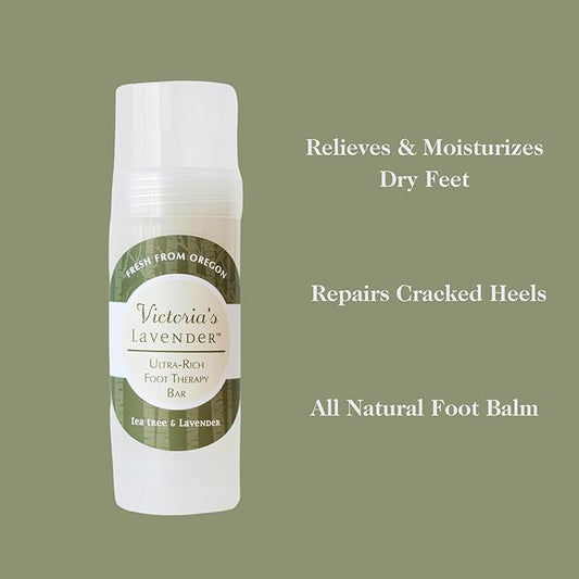 Victoria's Lavender Ultra Rich Foot Balm for Dry Cracked Feet – Cracked Heel Repair & Softener with Tea Tree Oil & Lavender – Dry Heels Treatment for Women & Men – Foot Balm Stick, 2.5 oz, 2-Pack