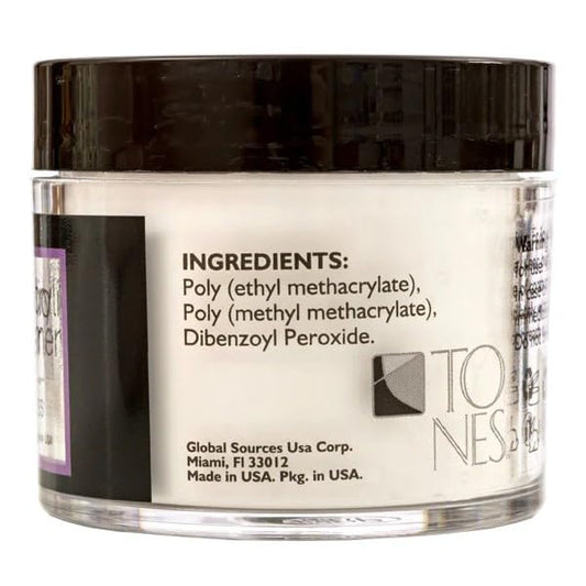 Tones Pro Acrylic Nail Powder, Glass (Clear), (8.5 Fl Oz) - Long-Lasting & Non-Yellowing Polymer for Salon Quality Nail Extensions & 3D Art