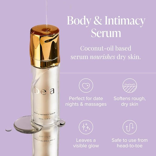 Beia Coconut Oil for Skin - Body Massage Oil for Date Night - Soothing & Safe to Use for Women - Hydrating Moisturizer for Glowy Skin - Dermatologist Tested Fragrance Free-1 Fl Oz