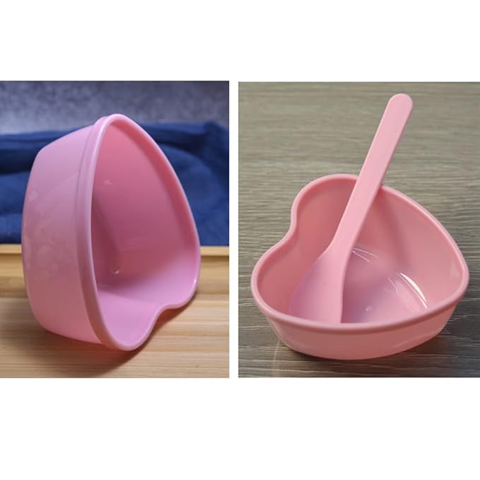 5 Sets Plastic Heart Shaped Facial Mask Mixing Bowl with Stirring Spatula Facemask Bowl Mud Mask Mixing Bowl DIY Skin Care Mixing Tool Kit for Lady Women Home Beauty Salon Use, Pink