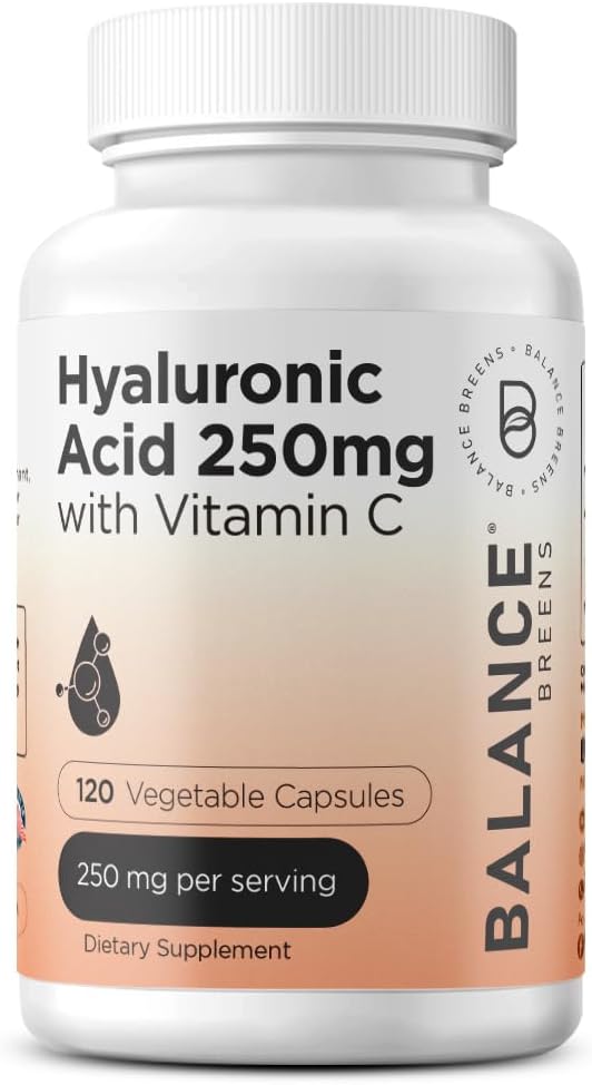 Balance Breens Pure Hyaluronic Acid 250mg with Vitamin C 50mg + Zinc 50mg Supplement Combo