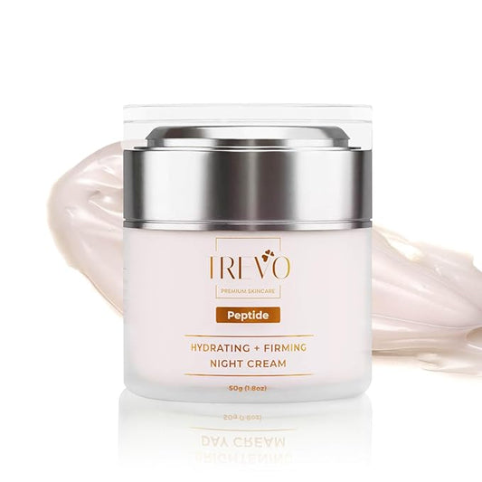 Trevo Peptide Hydrating + Firming Night Cream - Advanced Anti Aging Face Cream - Hydrating Face Moisturizer - Peptides, Retinol & Vitamin B3 - Reduce Fine Lines, Anti Inflammation - 50g/1.8oz