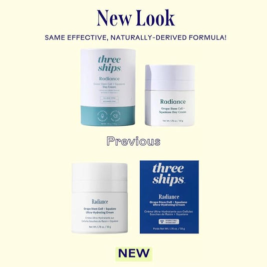 Three Ships Radiance Ultra-Hydrating Cream with Grape Stem Cell + Squalane- High in Antioxidants for Lasting Hydration, Daily Face Moisturizer (50g)