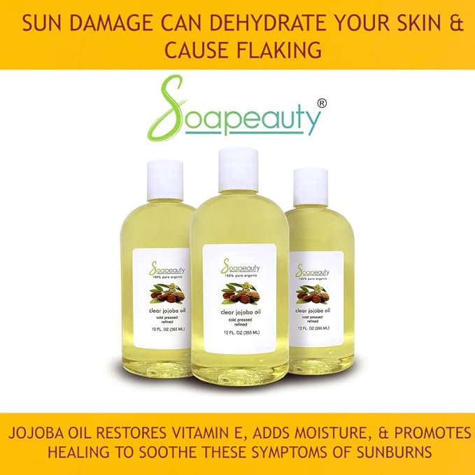 Soapeauty Clear Jojoba Oil | 100% Pure & Natural | Refined, Cold Pressed, Hexane Free | Moisturizing Oil for Skin, Face, Hair & Nails | 48 fl oz (3 * 16 fl oz)