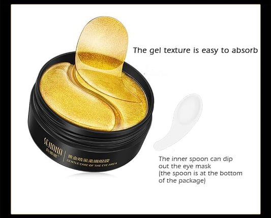 Senana MarinaUnder Eye Masks, Eye Lines And Moisturizing Eye Patches, Moisturizing, Nourishing, Improving Eye Bags, Dark Eye Circles, Under Eye Gel Pads with Collagen Hyaluronic Acid (60 Pieces) (24K Golden eye Collagen)